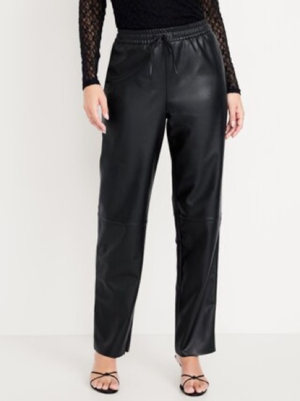 Old Navy High-Waisted Billie Straight Ankle Vegan Leather Trouser